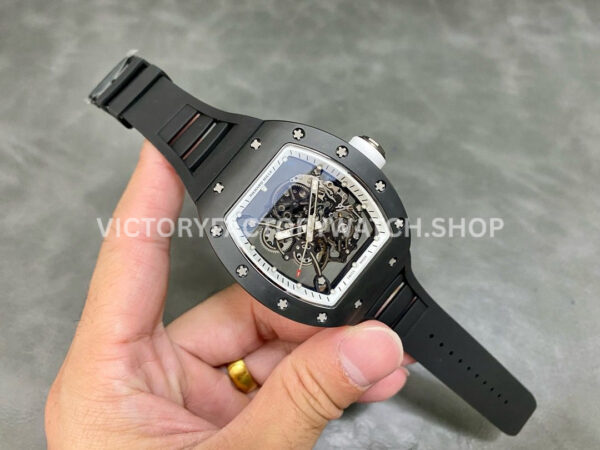RM Factory Richard Mille RM 055 42.7mm Black Ceramic Black Rubber Strap Skeletonized White Dial