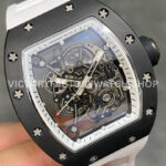 RM Factory Richard Mille RM 055 42.7mm Black Ceramic White Rubber Strap Skeletonized White Dial (1) RM Factory Richard Mille RM 055 42.7mm Black Ceramic White Rubber Strap Skeletonized White Dial