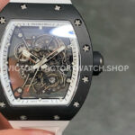 RM Factory Richard Mille RM 055 42.7mm Black Ceramic White Rubber Strap Skeletonized White Dial (2) RM Factory Richard Mille RM 055 42.7mm black ceramic white rubber strap skeletonized white dial