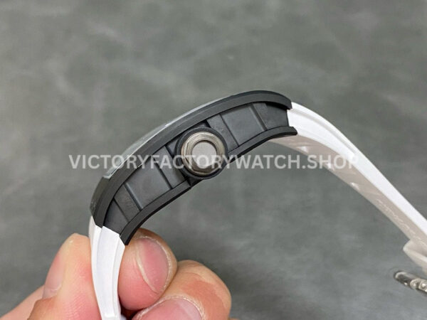 RM Factory Richard Mille RM 055 42.7mm Black Ceramic White Rubber Strap Skeletonized White Dial (3) RM Factory Richard Mille RM 055 42.7mm Black Ceramic White Rubber Strap Skeletonized White Dial