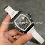 RM Factory Richard Mille RM 055 42.7mm Black Ceramic White Rubber Strap Skeletonized White Dial (5) RM Factory Richard Mille RM 055 42.7mm Black Ceramic White Rubber Strap Skeletonized White Dial