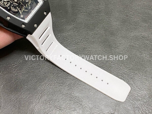 RM Factory Richard Mille RM 055 42.7mm Black Ceramic White Rubber Strap Skeletonized White Dial (6) RM Factory Richard Mille RM 055 42.7mm Black Ceramic White Rubber Strap Skeletonized White Dial