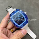 RM Factory Richard Mille RM 055 42.7mm Blue Synthetic Crystal White Rubber Strap Skeletonized White Dial