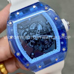 RM Factory Richard Mille RM 055 42.7mm Blue Synthetic Crystal White Rubber Strap Skeletonized White Dial