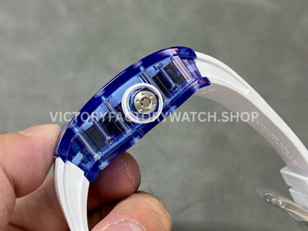 RM Factory Richard Mille RM 055 42.7mm Blue Synthetic Crystal White Rubber Strap Skeletonized White Dial