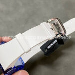 RM Factory Richard Mille RM 055 42.7mm Blue Synthetic Crystal White Rubber Strap Skeletonized White Dial