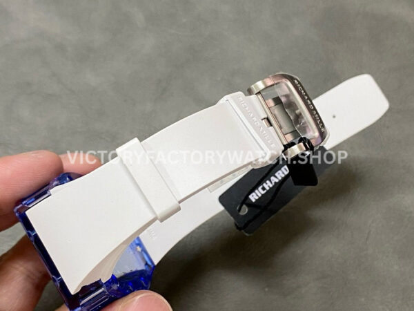 RM Factory Richard Mille RM 055 42.7mm Blue Synthetic Crystal White Rubber Strap Skeletonized White Dial