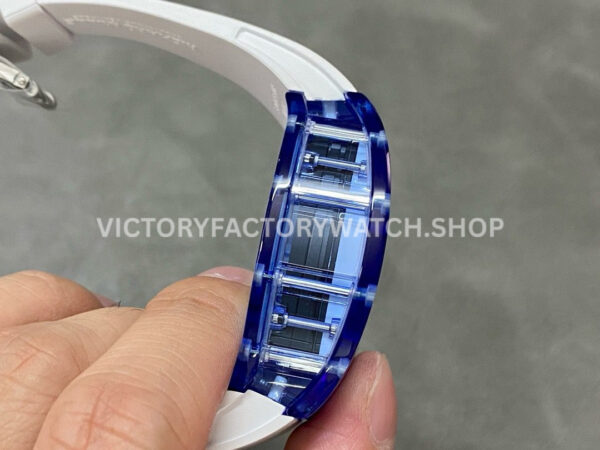 RM Factory Richard Mille RM 055 42.7mm Blue Synthetic Crystal White Rubber Strap Skeletonized White Dial