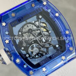 RM Factory Richard Mille RM 055 42.7mm Blue Synthetic Crystal White Rubber Strap Skeletonized White Dial