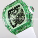 RM Factory Richard Mille RM 055 42.7mm Green Synthetic Crystal White Rubber Strap Skeletonized Wh ( RM Factory Richard Mille RM 055 42.7mm Green Synthetic Crystal White Rubber Strap Skeletonized White Dial