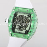 RM Factory Richard Mille RM 055 42.7mm Green Synthetic Crystal White Rubber Strap Skeletonized Wh ( (4) RM Factory Richard Mille RM 055 42.7mm Green Synthetic Crystal White Rubber Strap Skeletonized White Dial