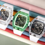 RM Factory Richard Mille RM 055 42.7mm Green Synthetic Crystal White Rubber Strap Skeletonized Wh ( (5) RM Factory Richard Mille RM 055 42.7mm Green Synthetic Crystal White Rubber Strap Skeletonized White Dial