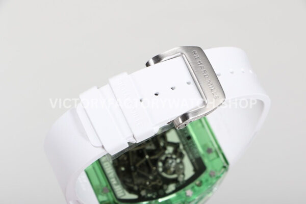 RM Factory Richard Mille RM 055 42.7mm Green Synthetic Crystal White Rubber Strap Skeletonized Wh ( (7) RM Factory Richard Mille RM 055 42.7mm Green Synthetic Crystal White Rubber Strap Skeletonized White Dial