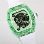 RM Factory Richard Mille RM 055 42.7mm Green Synthetic Crystal White Rubber Strap Skeletonized Wh ( (9) RM Factory Richard Mille RM 055 42.7mm Green Synthetic Crystal White Rubber Strap Skeletonized White Dial