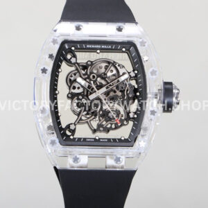 RM Factory Richard Mille RM 055 42.7mm synthetic crystal black rubber strap skeletonized black dial