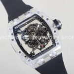 RM Factory Richard Mille RM 055 42.7mm Synthetic Crystal Black Rubber Strap Skeletonized Blac (4) RM Factory Richard Mille RM 055 42.7mm Synthetic Crystal Black Rubber Strap Skeletonized Black Dial
