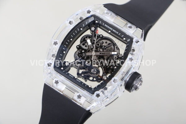 RM Factory Richard Mille RM 055 42.7mm Synthetic Crystal Black Rubber Strap Skeletonized Blac (6) RM Factory Richard Mille RM 055 42.7mm Synthetic Crystal Black Rubber Strap Skeletonized Black Dial