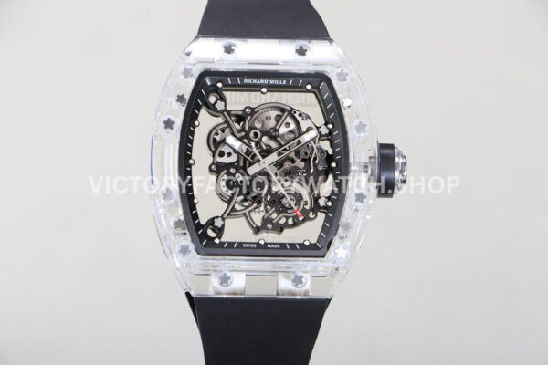 RM Factory Richard Mille RM 055 42.7mm Synthetic Crystal Black Rubber Strap Skeletonized Blac RM Factory Richard Mille RM 055 42.7mm synthetic crystal black rubber strap skeletonized black dial