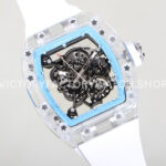 RM Factory Richard Mille RM 055 42.7mm Synthetic Crystal White Rubber Strap Skeletonized (1) RM Factory Richard Mille RM 055 42.7mm Synthetic Crystal White Rubber Strap Skeletonized Sky Blue Dial