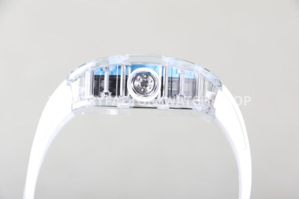 RM Factory Richard Mille RM 055 42.7mm Synthetic Crystal White Rubber Strap Skeletonized ( (3) RM Factory Richard Mille RM 055 42.7mm Synthetic Crystal White Rubber Strap Skeletonized Sky Blue Dial