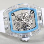 RM Factory Richard Mille RM 055 42.7mm Synthetic Crystal White Rubber Strap Skeletonized ( (5) RM Factory Richard Mille RM 055 42.7mm Synthetic Crystal White Rubber Strap Skeletonized Sky Blue Dial