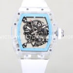 RM Factory Richard Mille RM 055 42.7mm Synthetic Crystal White Rubber Strap Skeletonized ( (7) RM Factory Richard Mille RM 055 42.7mm synthetic crystal white rubber strap skeletonized sky blue dial