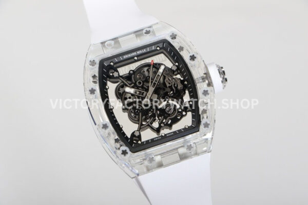 RM Factory Richard Mille RM 055 42.7mm Synthetic Crystal White Rubber Strap Skeletonized Blac (3) RM Factory Richard Mille RM 055 42.7mm Synthetic Crystal White Rubber Strap Skeletonized Black Dial
