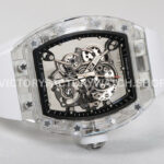 RM Factory Richard Mille RM 055 42.7mm Synthetic Crystal White Rubber Strap Skeletonized Blac (5) RM Factory Richard Mille RM 055 42.7mm Synthetic Crystal White Rubber Strap Skeletonized Black Dial