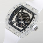 RM Factory Richard Mille RM 055 42.7mm Synthetic Crystal White Rubber Strap Skeletonized Blac (9) RM Factory Richard Mille RM 055 42.7mm Synthetic Crystal White Rubber Strap Skeletonized Black Dial