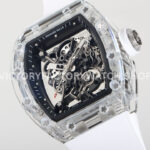 RM Factory Richard Mille RM 055 42.7mm Synthetic Crystal White Rubber Strap Skeletonized Black Dial (1) RM Factory Richard Mille RM 055 42.7mm Synthetic Crystal White Rubber Strap Skeletonized Black Dial