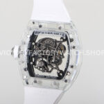 RM Factory Richard Mille RM 055 42.7mm Synthetic Crystal White Rubber Strap Skeletonized Whit RM Factory Richard Mille RM 055 42.7mm Synthetic Crystal White Rubber Strap Skeletonized White Dial