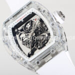 RM Factory Richard Mille RM 055 42.7mm Synthetic Crystal White Rubber Strap Skeletonized Whit (3) RM Factory Richard Mille RM 055 42.7mm Synthetic Crystal White Rubber Strap Skeletonized White Dial