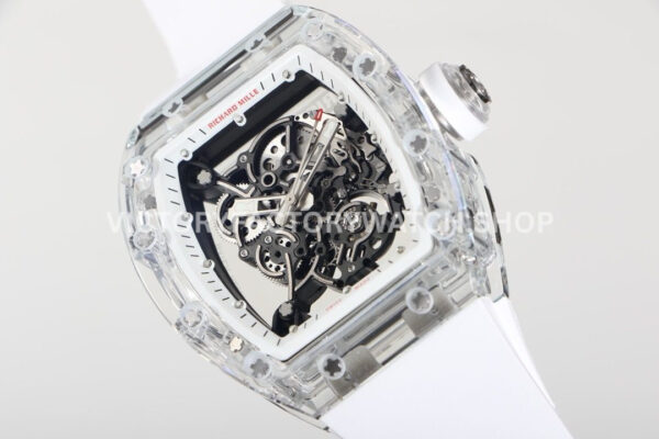 RM Factory Richard Mille RM 055 42.7mm Synthetic Crystal White Rubber Strap Skeletonized Whit (3) RM Factory Richard Mille RM 055 42.7mm Synthetic Crystal White Rubber Strap Skeletonized White Dial