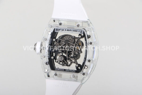 RM Factory Richard Mille RM 055 42.7mm Synthetic Crystal White Rubber Strap Skeletonized Whit RM Factory Richard Mille RM 055 42.7mm Synthetic Crystal White Rubber Strap Skeletonized White Dial