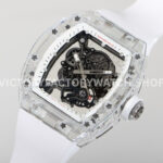 RM Factory Richard Mille RM 055 42.7mm Synthetic Crystal White Rubber Strap Skeletonized White Dial (1) RM Factory Richard Mille RM 055 42.7mm Synthetic Crystal White Rubber Strap Skeletonized White Dial