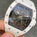 RM Factory Richard Mille RM 055 42.7mm White Ceramic White Rubber Strap Skeletonized Black Dial