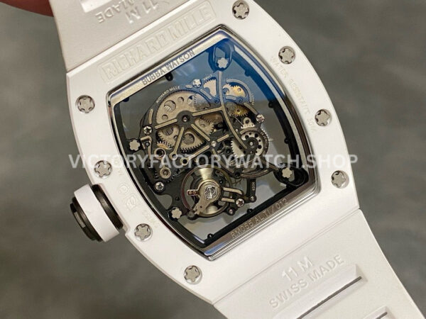 RM Factory Richard Mille RM 055 42.7mm White Ceramic White Rubber Strap Skeletonized Black Dial