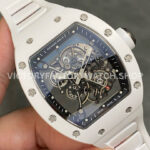 RM Factory Richard Mille RM 055 42.7mm White Ceramic White Rubber Strap Skeletonized Black Dial