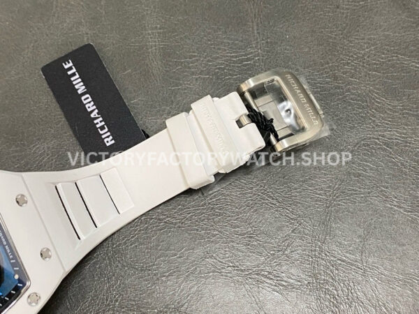 RM Factory Richard Mille RM 055 42.7mm White Ceramic White Rubber Strap Skeletonized Black Dial