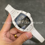 RM Factory Richard Mille RM 055 42.7mm White Ceramic White Rubber Strap Skeletonized Black Dial