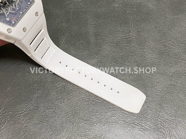 RM Factory Richard Mille RM 055 42.7mm White Ceramic White Rubber Strap Skeletonized Black Dial