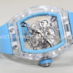 RM Factory Richard Mille RM 055 43mm Transparent Crystal Sky Blue Rubber Strap Skeletoniz (6) RM Factory Richard Mille RM 055 42.7mm Synthetic Crystal Sky Blue Rubber Strap Skeletonized Sky Blue Dial