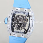 RM Factory Richard Mille RM 055 43mm Transparent Crystal Sky Blue Rubber Strap Skeletonized (1) RM Factory Richard Mille RM 055 42.7mm Synthetic Crystal Sky Blue Rubber Strap Skeletonized Sky Blue Dial