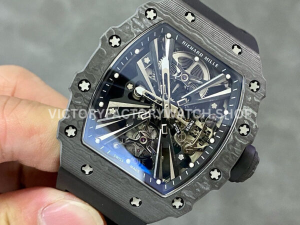 RM Factory Richard Mille RM 12-01 39mm Black Carbon Fiber Black Rubber Strap Skeletonized Black D (4) RM Factory Richard Mille RM 12-01 39mm Black Carbon Fiber Black Rubber Strap Skeletonized Black Dial