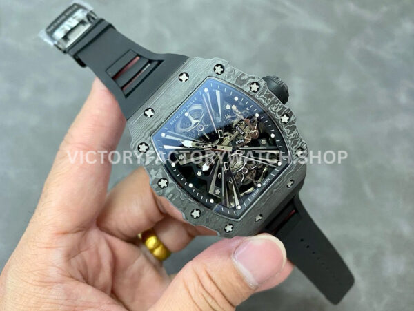 RM Factory Richard Mille RM 12-01 39mm Black Carbon Fiber Black Rubber Strap Skeletonized Black D (5) RM Factory Richard Mille RM 12-01 39mm Black Carbon Fiber Black Rubber Strap Skeletonized Black Dial