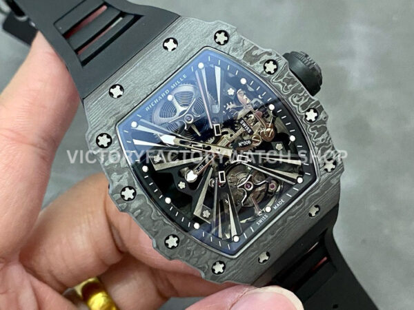 RM Factory Richard Mille RM 12-01 39mm Black Carbon Fiber Black Rubber Strap Skeletonized Black D (9) RM Factory Richard Mille RM 12-01 39mm Black Carbon Fiber Black Rubber Strap Skeletonized Black Dial