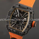 RM Factory Richard Mille RM 12-01 black carbon fiber orange canvas strap rose gold skeletonized dial