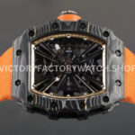 RM Factory Richard Mille RM 12-01 39mm Black Carbon Fiber Orange Canvas Strap Skeletonized Rose Gold Dial