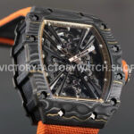 RM Factory Richard Mille RM 12-01 39mm Black Carbon Fiber Orange Canvas Strap Skeletonized Rose Gold Dial