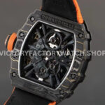 RM Factory Richard Mille RM 12-01 39mm Black Carbon Fiber Orange Canvas Strap Skeletonized Rose Gold Dial